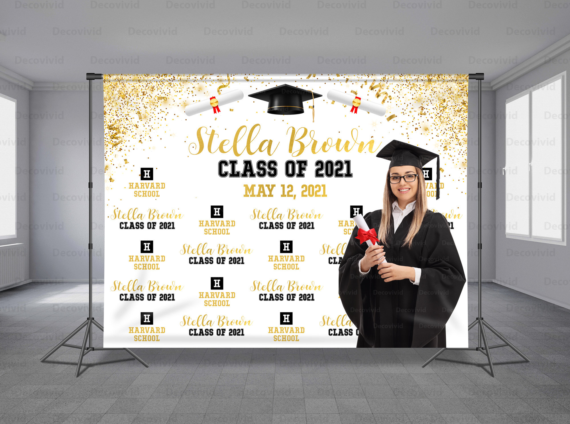 Graduation Step and Repeat Party Backdrop, Add Your Photo, Sparkle ...