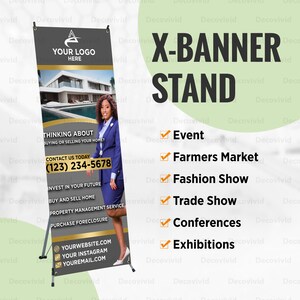 Real Estate, X Banner Stand, Real Estate Marketing, Pop Up Shop Roll Up Banner, Event Entrance Sign, Realtor Sign, Photo Retractable