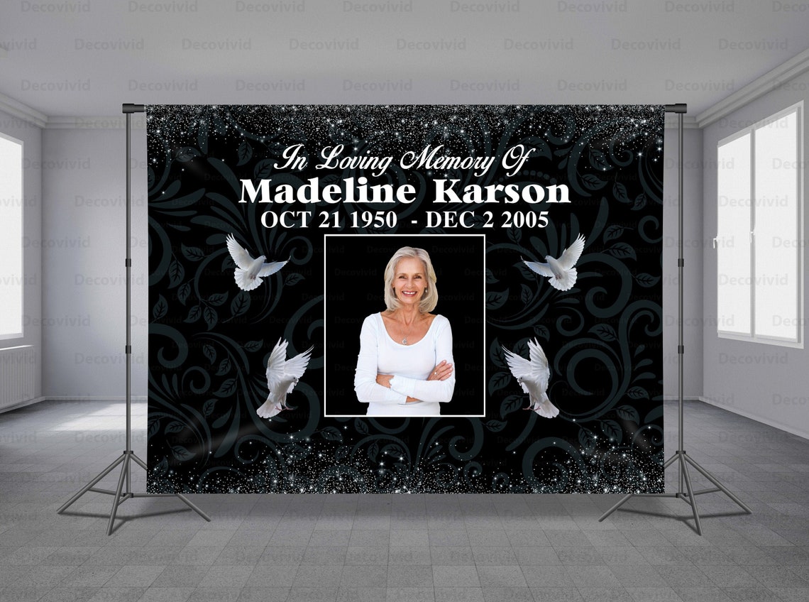 Funeral Backdrop Banner Memorial Black Background Glitter Etsy België