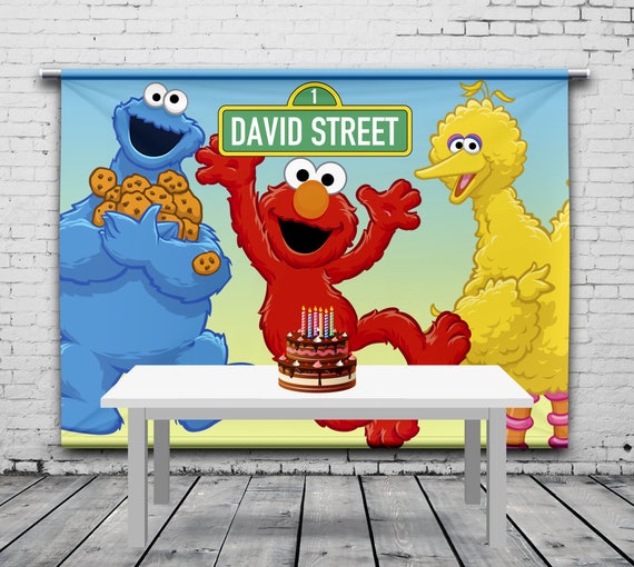 Sesame Street Birthday Backdrop Custom Sesame Banner Cookie Etsy