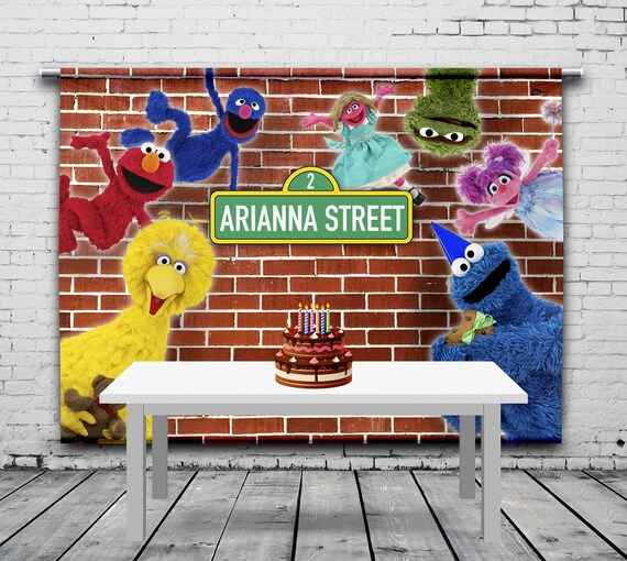 Sesame Street Birthday Backdrop Personalized Banner Muppets Etsy