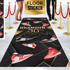 Red Sneaker Ball, Gala, Champagne Bottle, Vinyl Sticker, Shoes Decor, Aisle Runner, Floor Decal, Personalized, Girl Theme