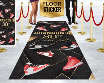 Red Sneaker Ball, Gala, Champagne Bottle, Vinyl Sticker, Shoes Decor, Aisle Runner, Floor Decal, Personalized, Girl Theme