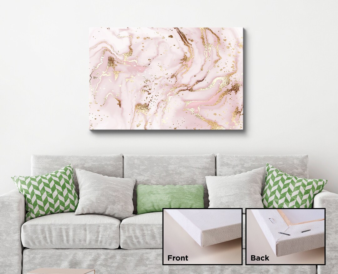 Pink and Gold Marble Canvas, Home Decor Wall Art, Contemporary Art ...