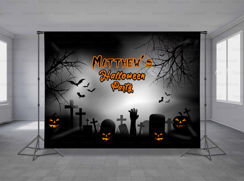 Photo Props Black Sky Autumn Halloween Custom Orange Black Theme Horror Party Any Size Banner Birthday Backdrop Pumpkin Background