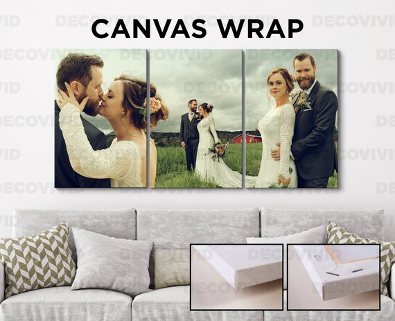 Wedding Canvas Wrap, 3 Panels Wall Art, 3 Sets of 16x24 Canvas Print,  Couples, Love Mounted Canvas, Anniversary, Personalized, Gift Idea