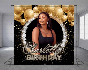 Custom Photo Birthday Backdrop, Sweet 16, Add Photo Free, Step And Repeat Birthday Party, Party Decoration, Prom Backdrop, Photo Booth