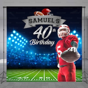 American Football Backdrop, Birthday Photo Backdrop, Ball and Helmet, Football Field, Custom Sport Theme, Add Photo Free, Any Size Banner