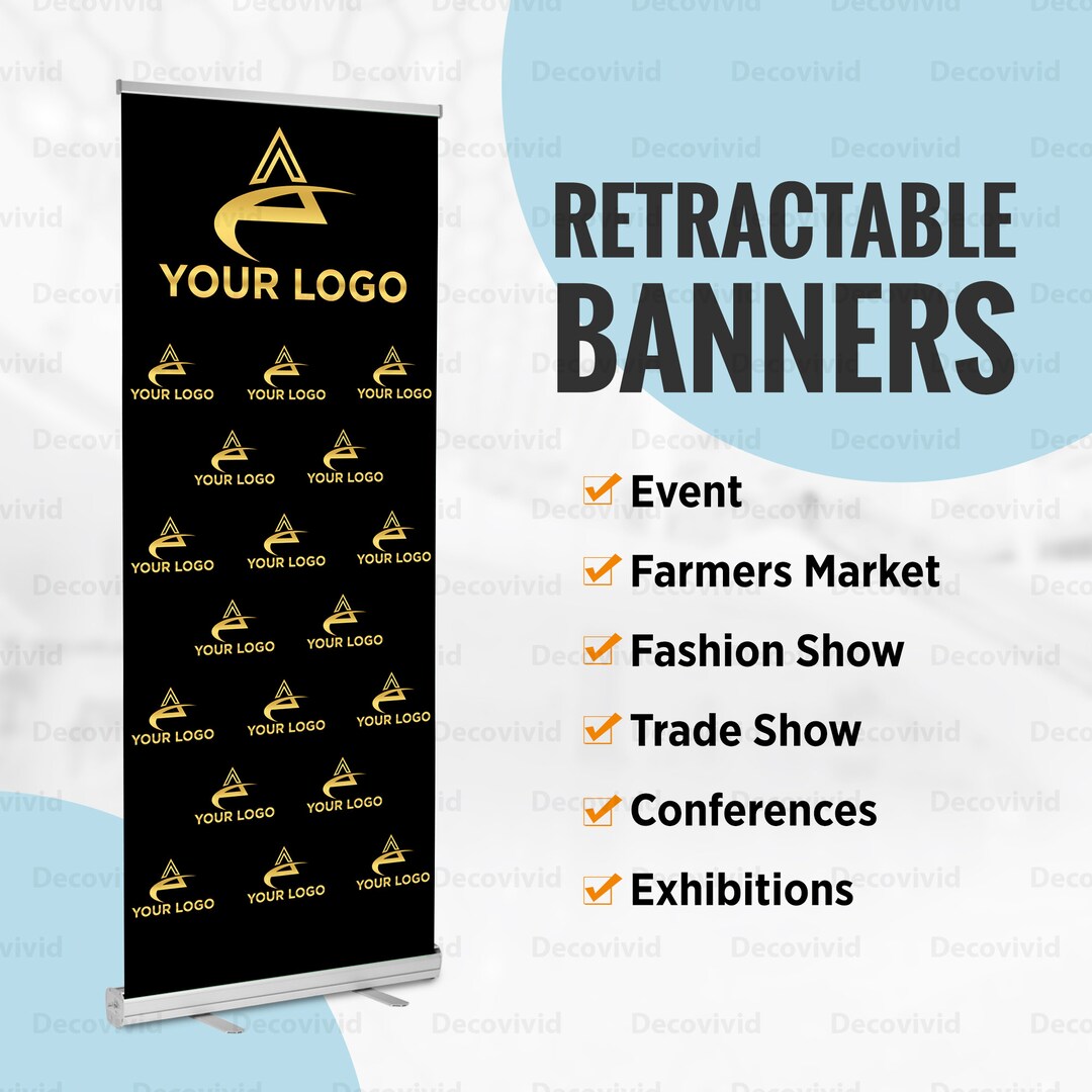 Gold Logo Business Retractable Banner, Photo Retractable, Pop up Shop ...