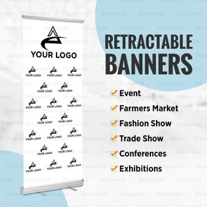 Logo Business Retractable Banner, Roll Up Banner, Custom Banner Sign, Pop Up Shop Banner, Trade Show Sign, Banner Stand, Social Media Banner