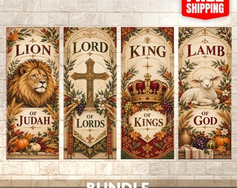 Fall Church Banner Set, 24"x 36" Sanctuary & Worship Decor, Church Wall, Mission Worship, Lion Of Judah, Lamb Of God, Vinyl Banner
