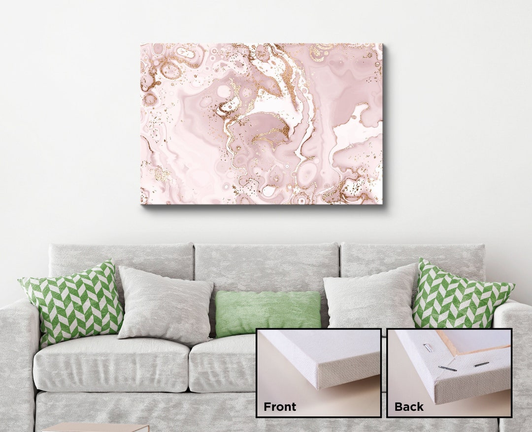 Pink Gold Wall Art, Abstract Art Canvas, Marble Home Wall Framed Decor ...
