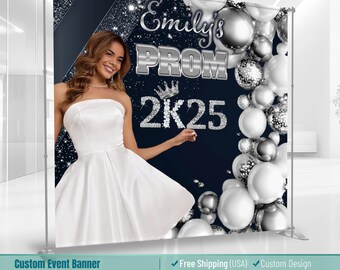 2K25 Prom Backdrop, Custom Prom Party Send Off, Add Photo Free, Prom Night Graduation,  Class Of 2025, Personalized Party Decor, Photo Booth
