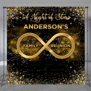 Family Reunion Backdrop, Golden Infinity Theme, Add Photo Free, Step And Repeat Birthday Party, Party Decoration, Gold Glitter, Photo Booth