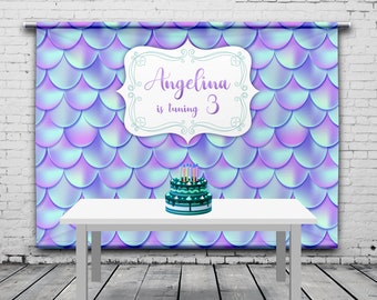 Ariel Mermaid Birthday Backdrop, Little Mermaid Personalized Banner, Disney Princess, Custom Birthday Elegant Banner, Any Size Banner