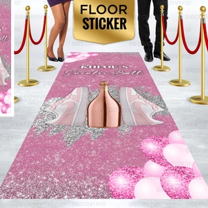 Pink Sneaker Ball, Red Carpet, Gala, Champagne Bottle, Vinyl Sticker,  Balloons Decor, Aisle Runner, Floor Decal, Personalized, Girl Theme 
