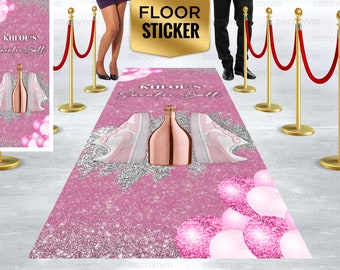 Pink Sneaker Ball, Red Carpet, Gala, Champagne Bottle, Vinyl Sticker,  Balloons Decor, Aisle Runner, Floor Decal, Personalized, Girl Theme 