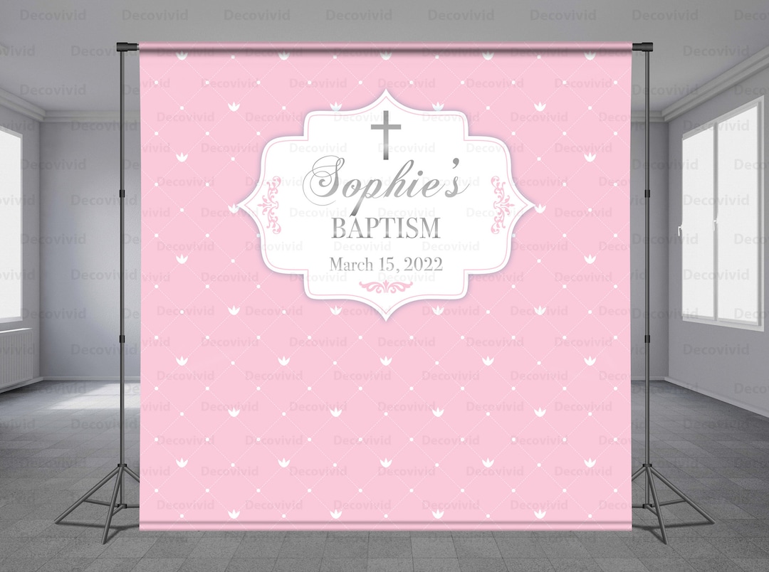 Baby Girl Baptism Backdrop Christening Backdrop Holy Baby Etsy