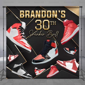 Sneaker Ball Backdrop, Step And Repeat, Sneaker Gala Birthday Banner, Personalized Sneaker, Custom Backdrop, Gold, Vinyl Backdrop Banner