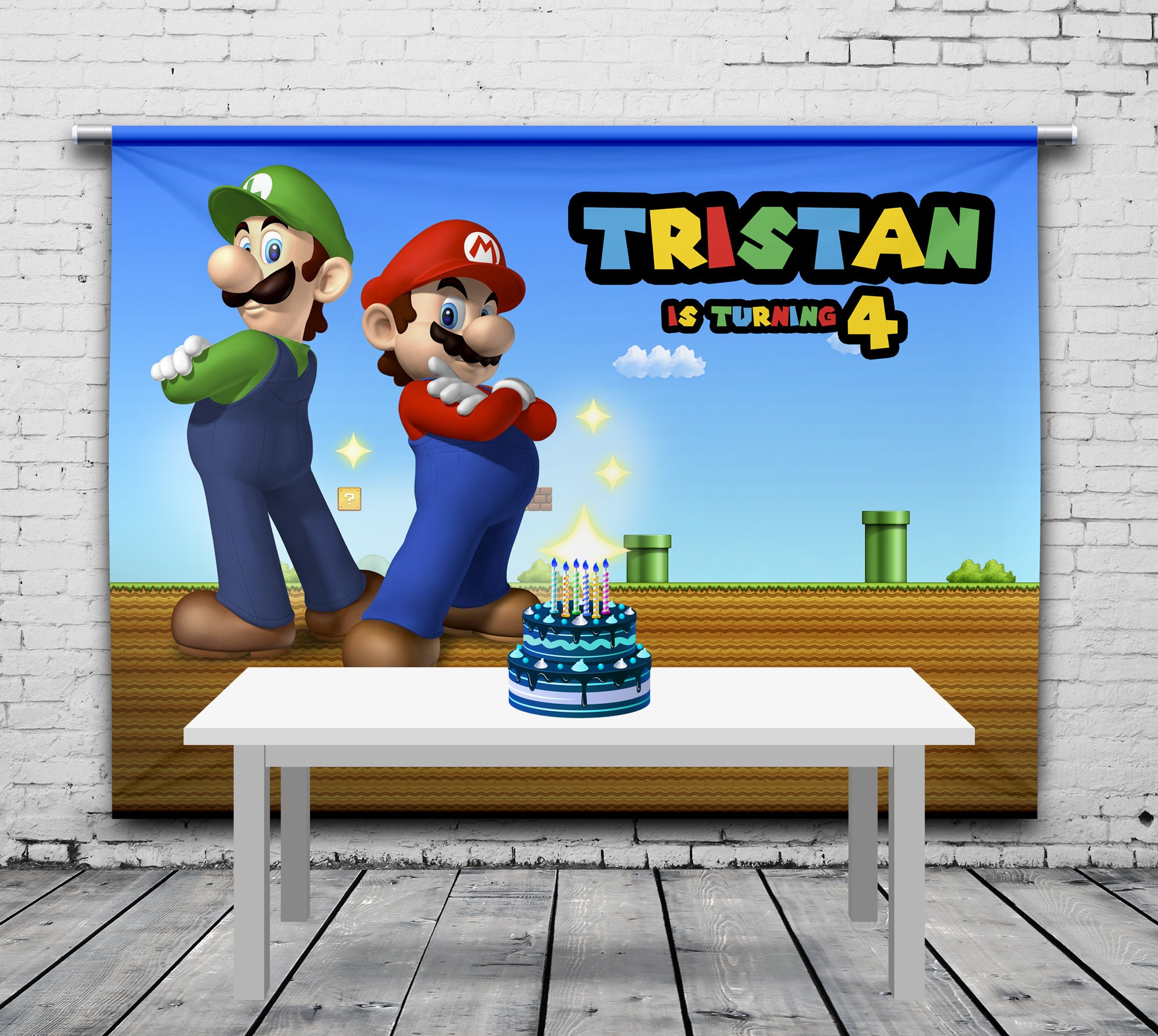 Customized Super Mario Birthday Backdrop Custom Birthday Etsy Customized Super Mario Birthday Backdrop Custom Birthday Etsy