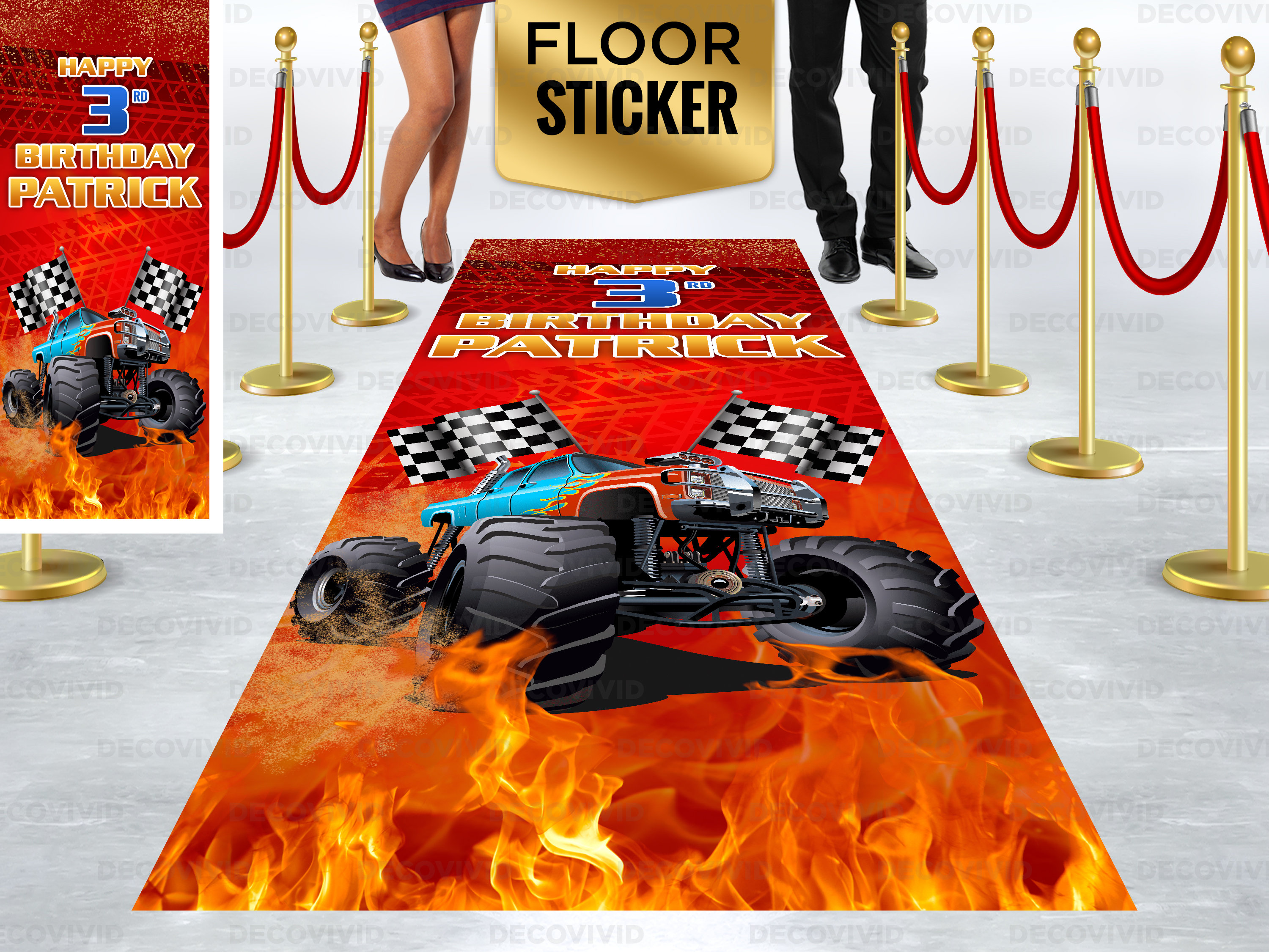 Monster Racers Decals Monster Car Race, Checkered Flag, Monster Truck, Big Car Vinyl Sticker ...