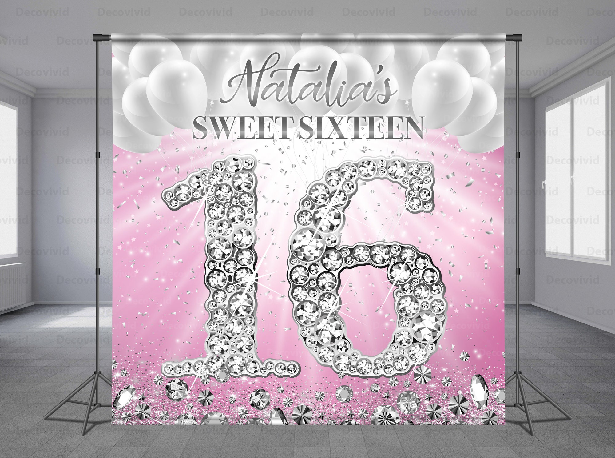 Diamond Sweet 16 Photo Backdrop Birthday Backdrop White - Etsy