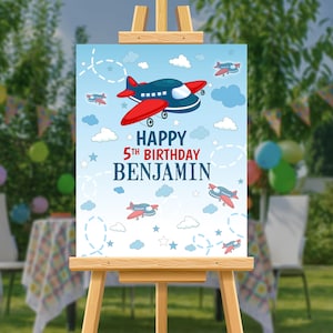 Airplane Birthday, Welcome Sign, Blue Airplane, Airplane Birthday Sign, Custom Sign, Entrance Sign, Welcome Poster, Printed on Foam Board