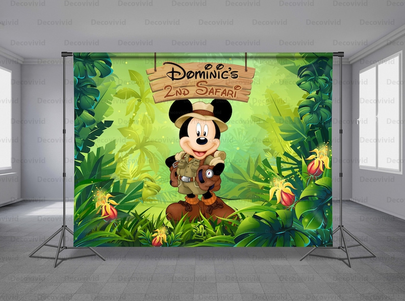 Mickey Mouse Safari Birthday Backdrop Jungle Rhythm | Etsy