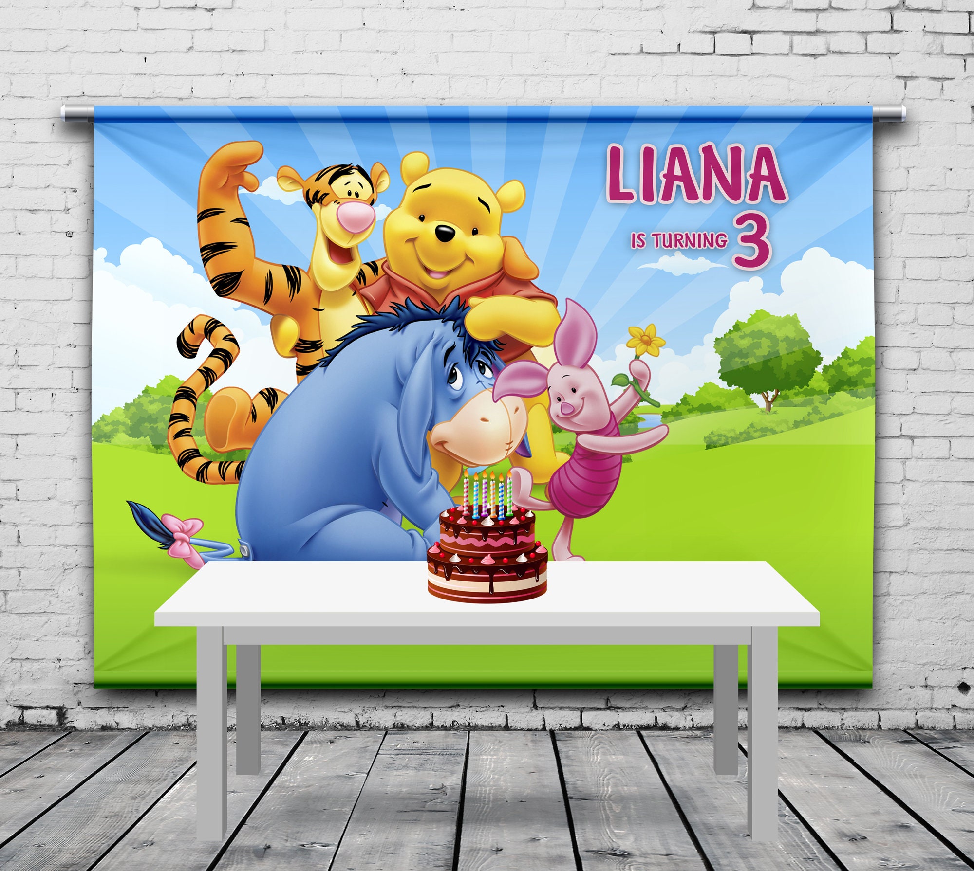 Winnie The Pooh Birthday Backdrop Pooh Birthday Party Etsy Winnie The Pooh Birthday Backdrop Pooh Birthday Party Etsy