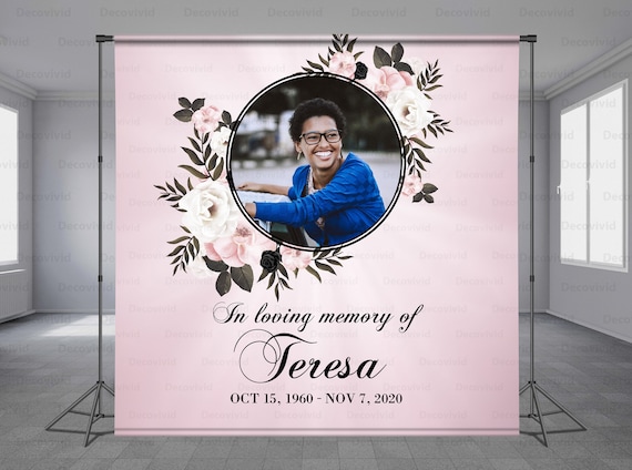 Flower Frame Funeral Backdrop Banner in Loving Memory Of - Etsy
