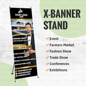 Real Estate, X Banner Stand, Real Estate Marketing, X Style Banner, Event Entrance Sign, Realtor Sign, Photo Retractable, Welcome Sign