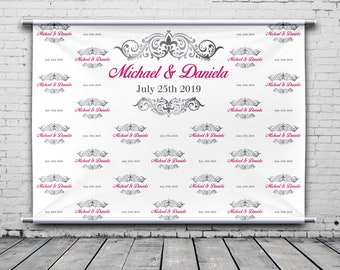 Event Step and Repeat, Backdrop Banner, White Background, Personalized Banner, Wedding Photo Background, Photo Booth, Any Size Banner