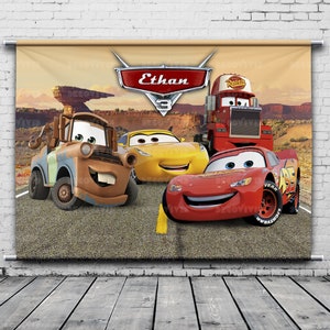 Kids Car, Birthday Backdrop, Speed Car, Race Car Party, Cartoon, Desert, Truck, Custom Theme, Background, Photo Booth, Any Size Banner
