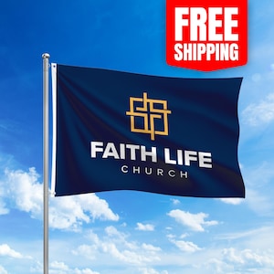 Custom Curch Flag, Indoor Outdoor, Business Logo, School, Sport team, Country Flags, Single and Double Side, Christian Sign, Sunday Worship
