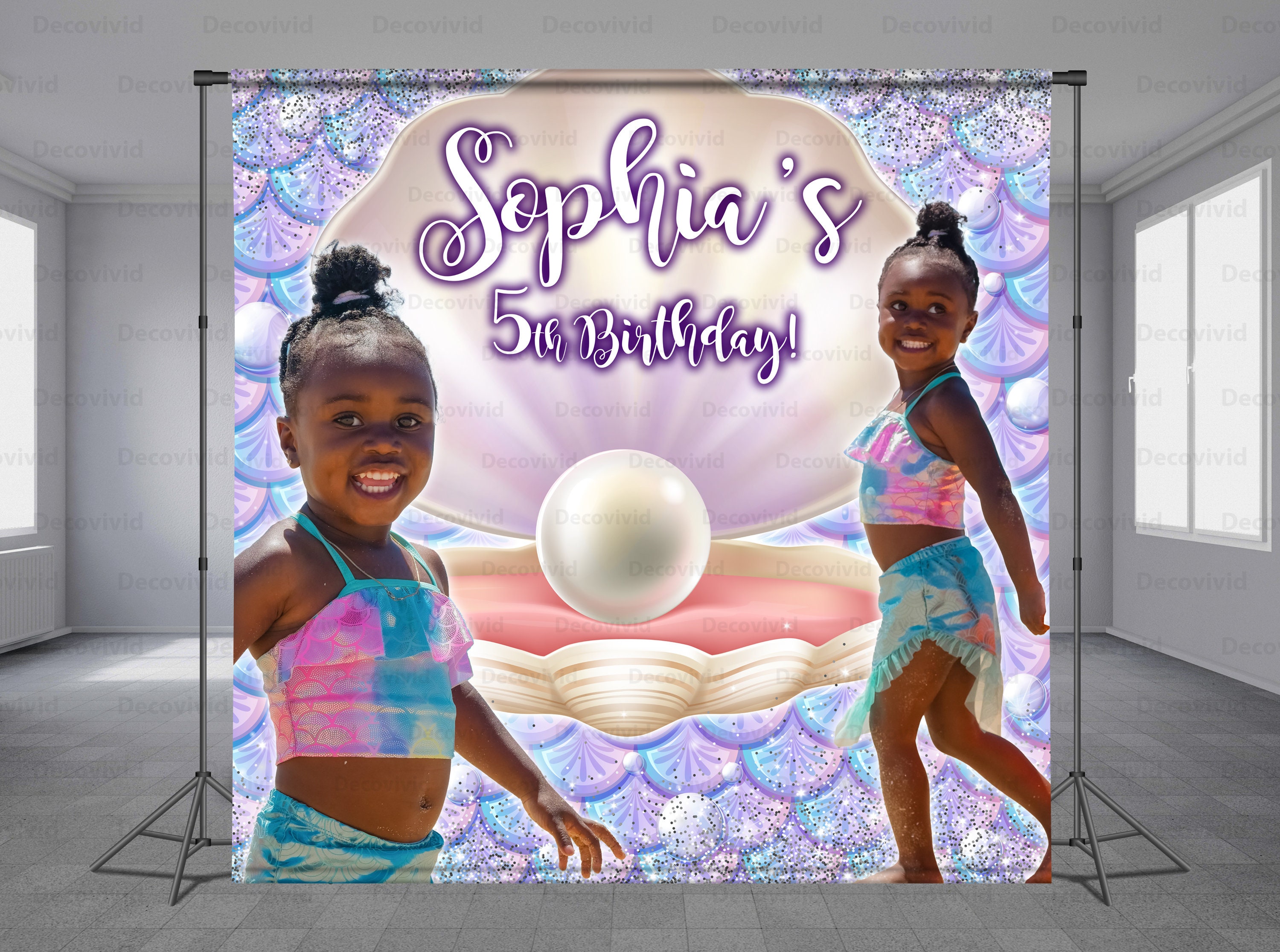 Mermaid Birthday Backdrop Personalized Banner Mermaid Princess Theme Step And Repeat Sweet 16 Banner Add Your Photo Any Size