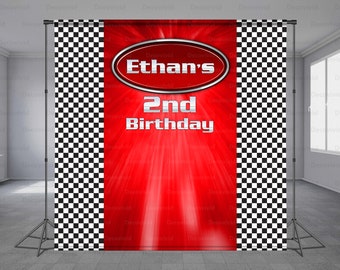 Speed Car Birthday Backdrop, Race Car Party, Custom Theme, Checkered, Photo Background, Fast Race, Kids Decor, Photo Booth, Any Size Banner