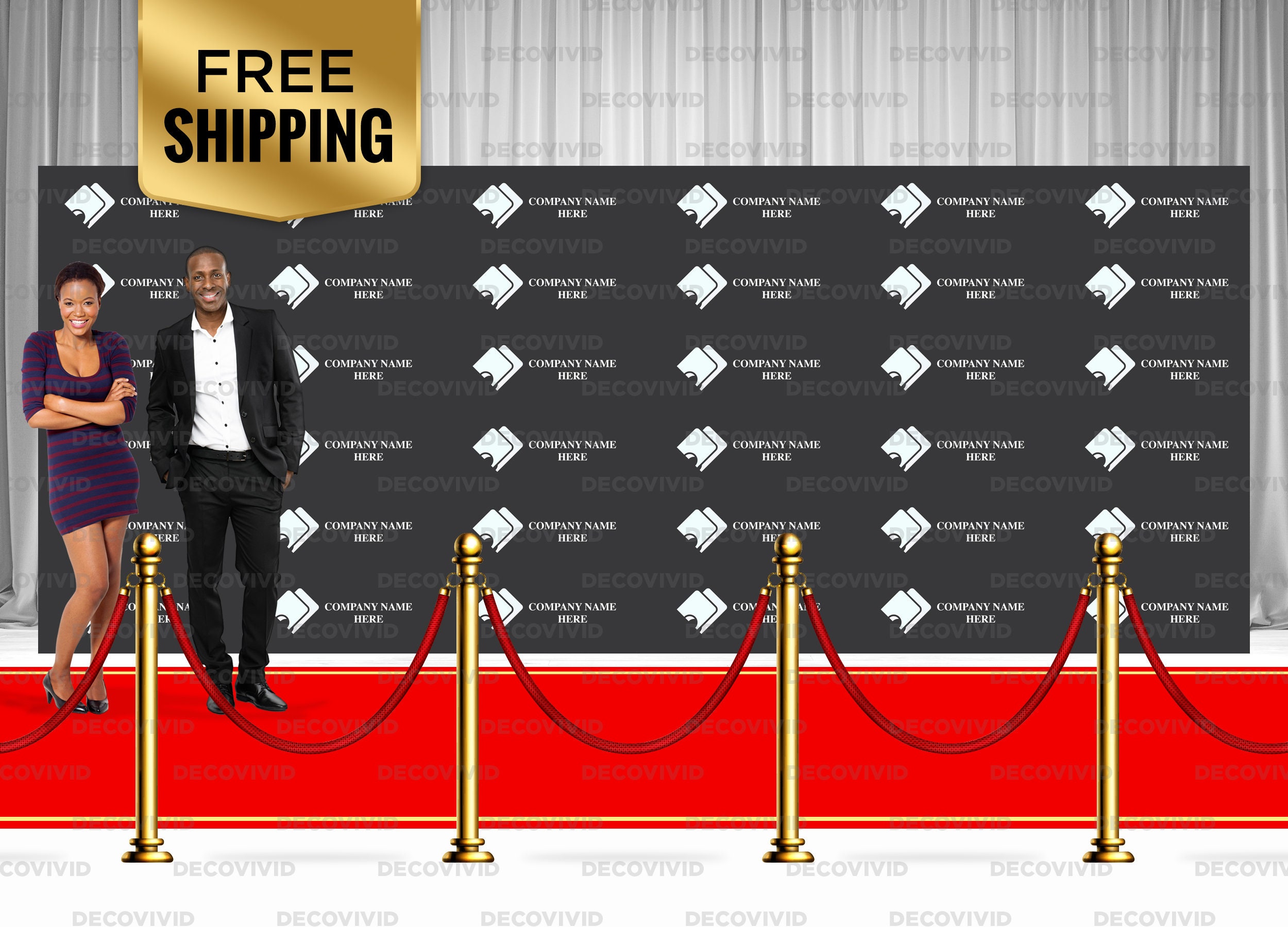 Red Carpet Step and Repeat Custom Logos Backdrop Banner - Etsy