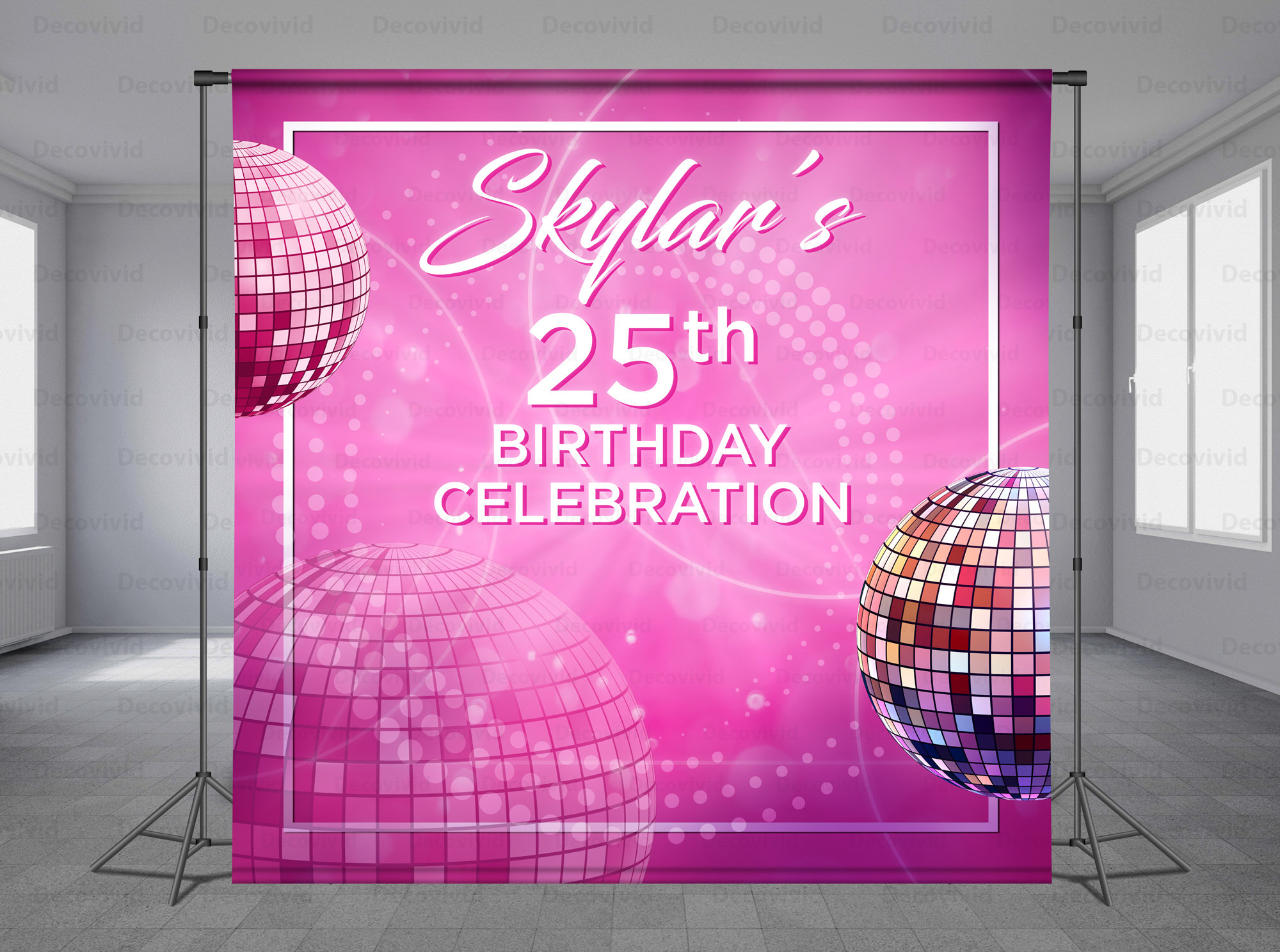 Disco Mirror Ball Birthday Backdrop 70s Disco Night Pink Boogie Theme Retro Photo Background Groovy Party Hippy Any Size