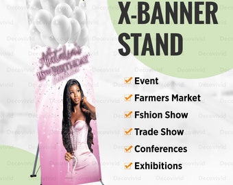 Sweet 16 X Banner Stand, Birthday Pop Up, X Style Banner, Add Free Photo, Event Entrance Sign, Social Media, Photo Retractable, Welcome Sign
