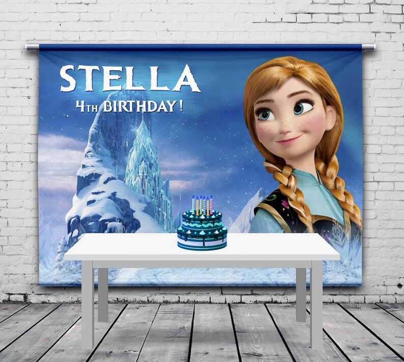 Personalized Banner Any Size Banner Birthday Banner Disney Frozen Castle Photo Booth Birthday Backdrop Frozen Anna