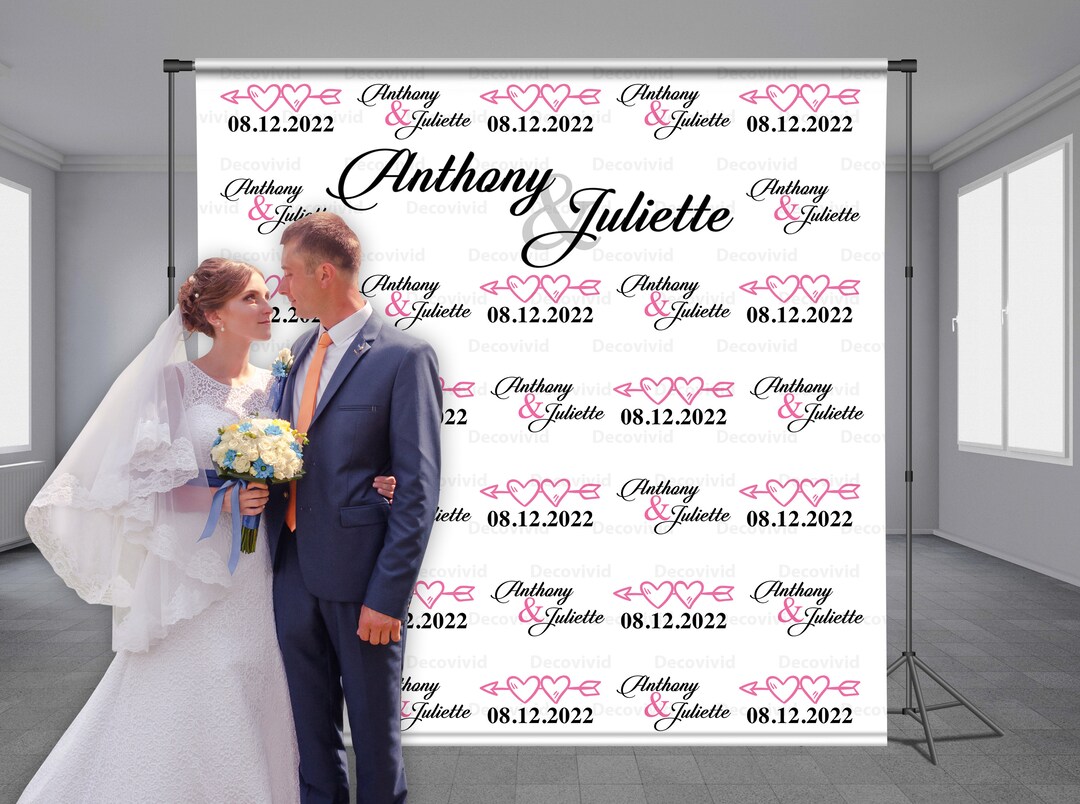 Wedding Step and Repeat Backdrop White Background Heart - Etsy