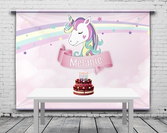 Beautiful Unicorn, Birthday Backdrop, Unicorn Head, Birthday Party, Personalized Banner, Custom, Unicorn Birthday Theme, Any Size Banner
