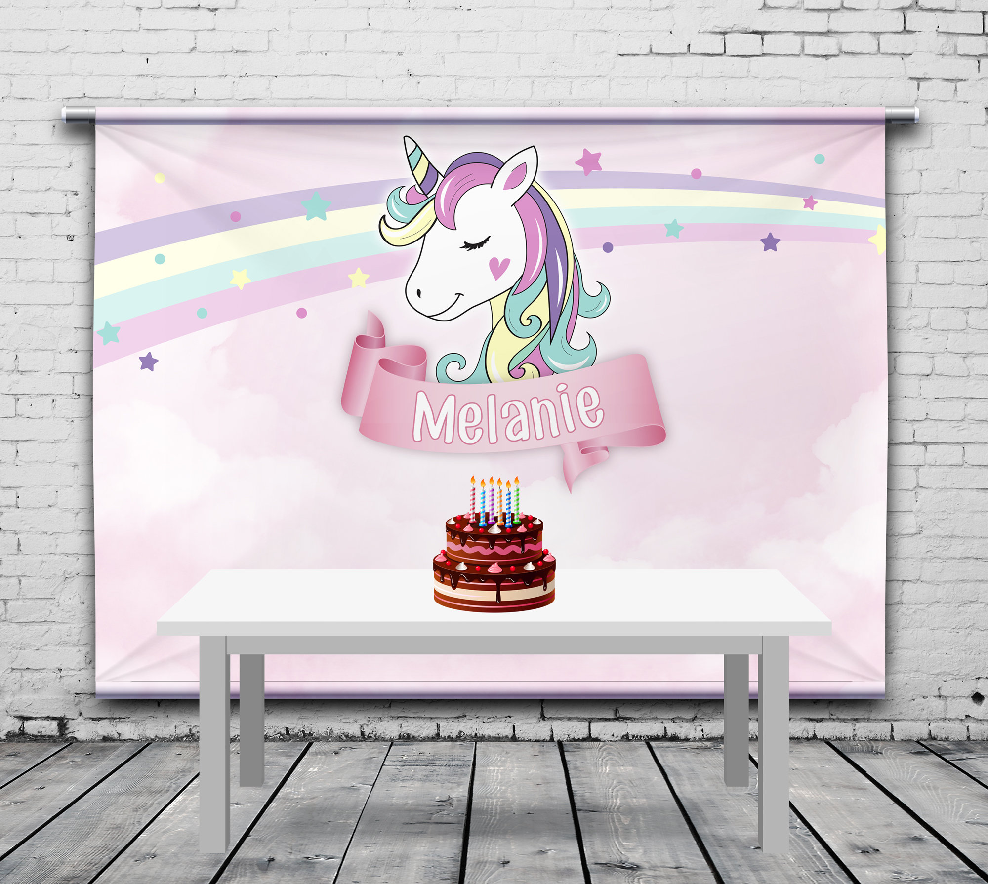 Party Supplies Paper &amp; Party Supplies Unicorn Personalized Backdrop ...
