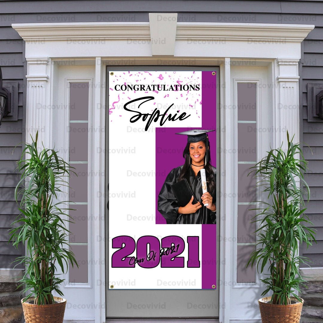 Graduation Front Door Banner, Congrats Card, Grad Photo Door Sign ...