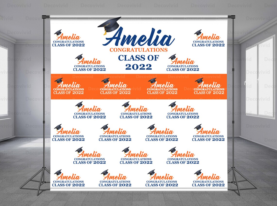 Graduation Step and Repeat Party Backdrop, Prom Hat, Grad Photo Booth ...