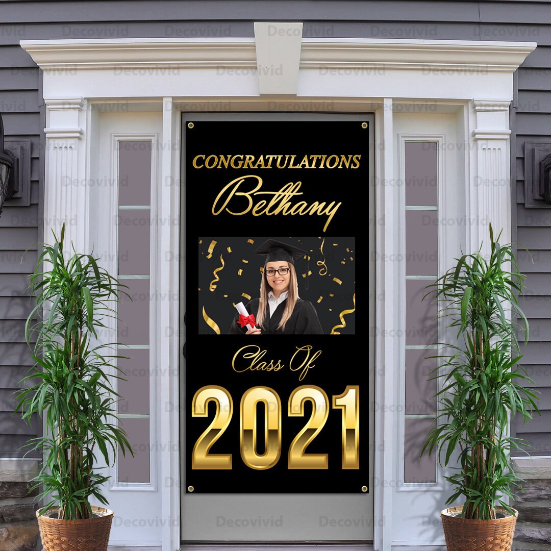 Graduation Front Door Banner, Congrats Card, Custom Graduation Banner ...