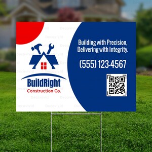 Yard Sign for Construction Company, Custom Coroplast – Personalized ...