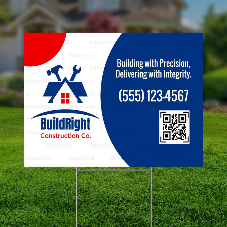 Yard Sign for Construction Company, Custom Coroplast – Personalized ...