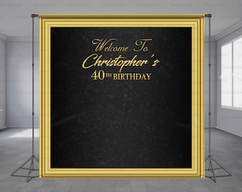 Frame Birthday Banner, Embellishment Design, Gold Black, Frame Background, Custom Prom Banner, Luxury Elegant, Personalized, Any Size Banner