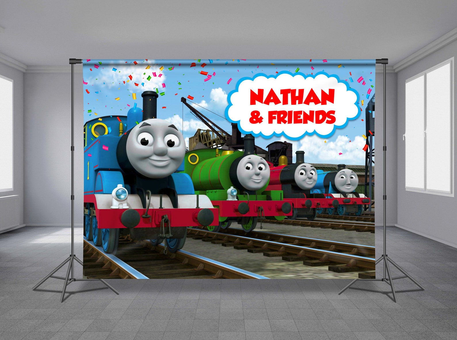 Thomas and Friends Birthday Backdrop The Tank Engine Trains | Etsy